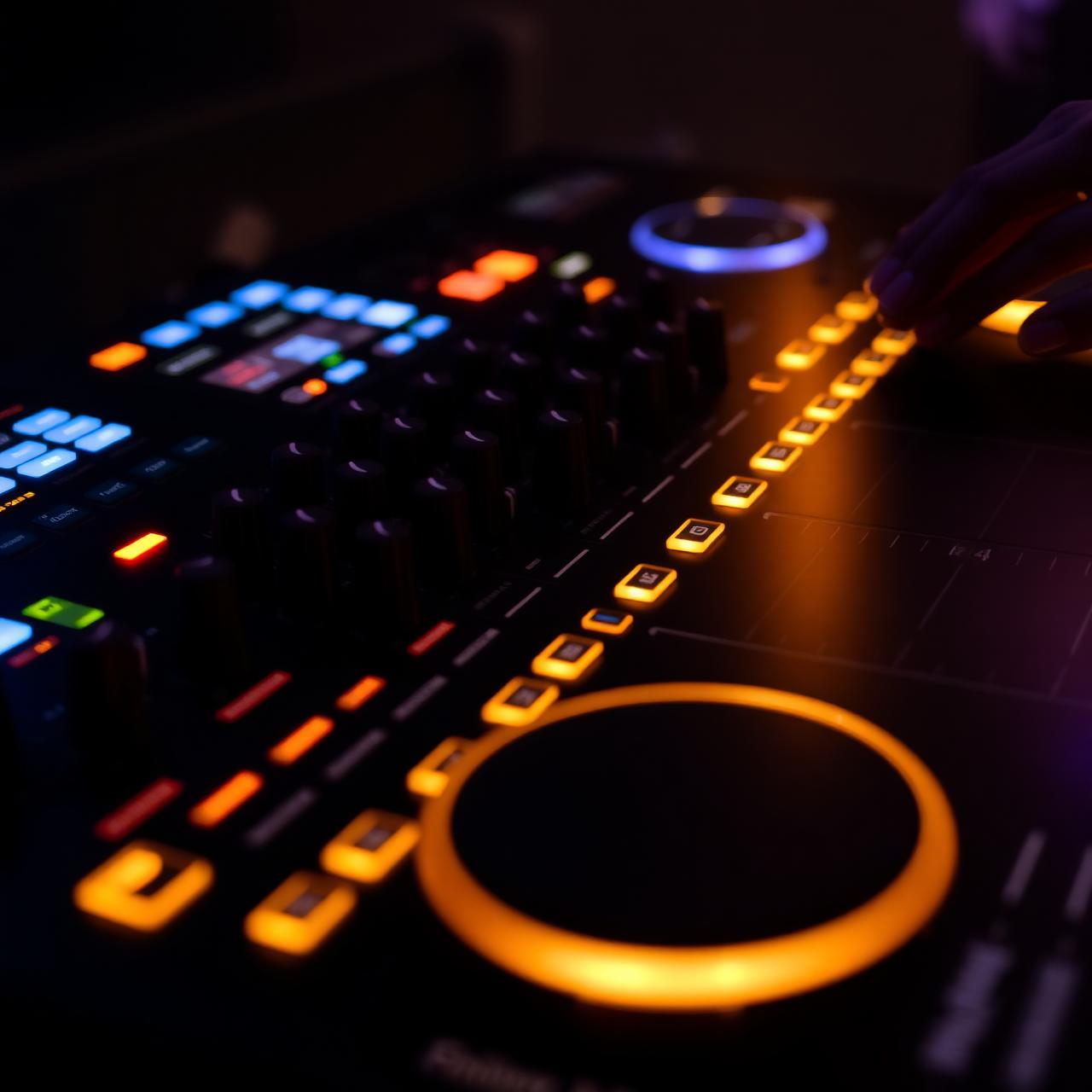 Professional DJ booth setup